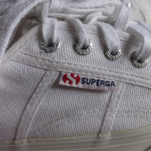 SUPEEGA 2790 White platform sneakers, women's 7, canvas upper rubber bottoms - Picture 7 of 13